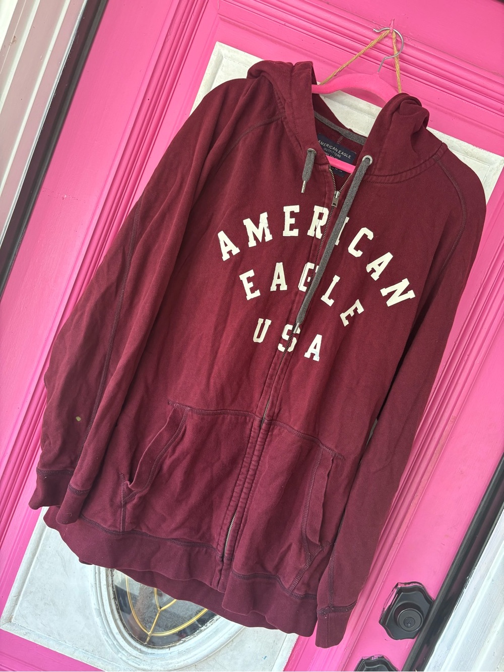 American Eagle Outfitters Maroon Zip Hoodie Jacket